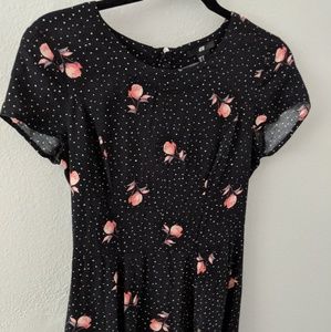 H&M Black Floral and Polka Dot Dress Size 8